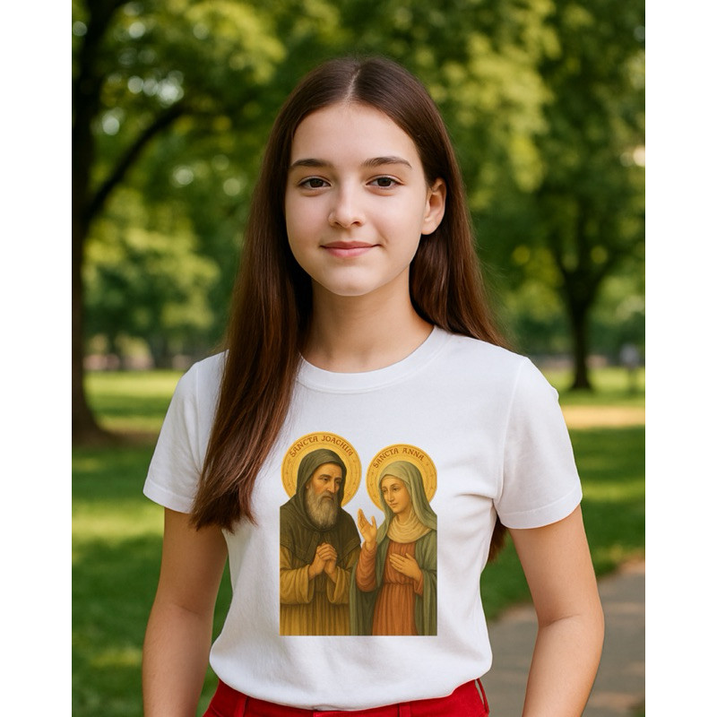Camiseta Católica Santa Anna e São Joaquim| Unissex Algodão| Avós de Jesus Fé Católica| Infantil, Adulto e Plus Size