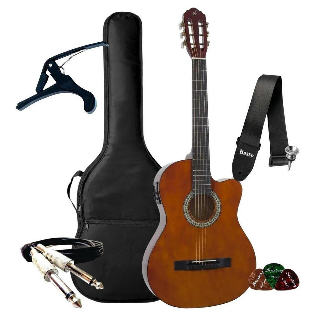 Kit Violao Eletrico Giannini Nf14 Nylon Acessórios Completo em Oferta na Shopee
