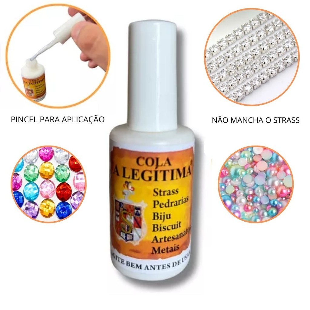 Cola A Legítima Para Bijuteria Strass Chaton Paete Pedraria Pérola 20ml em Oferta na Shopee