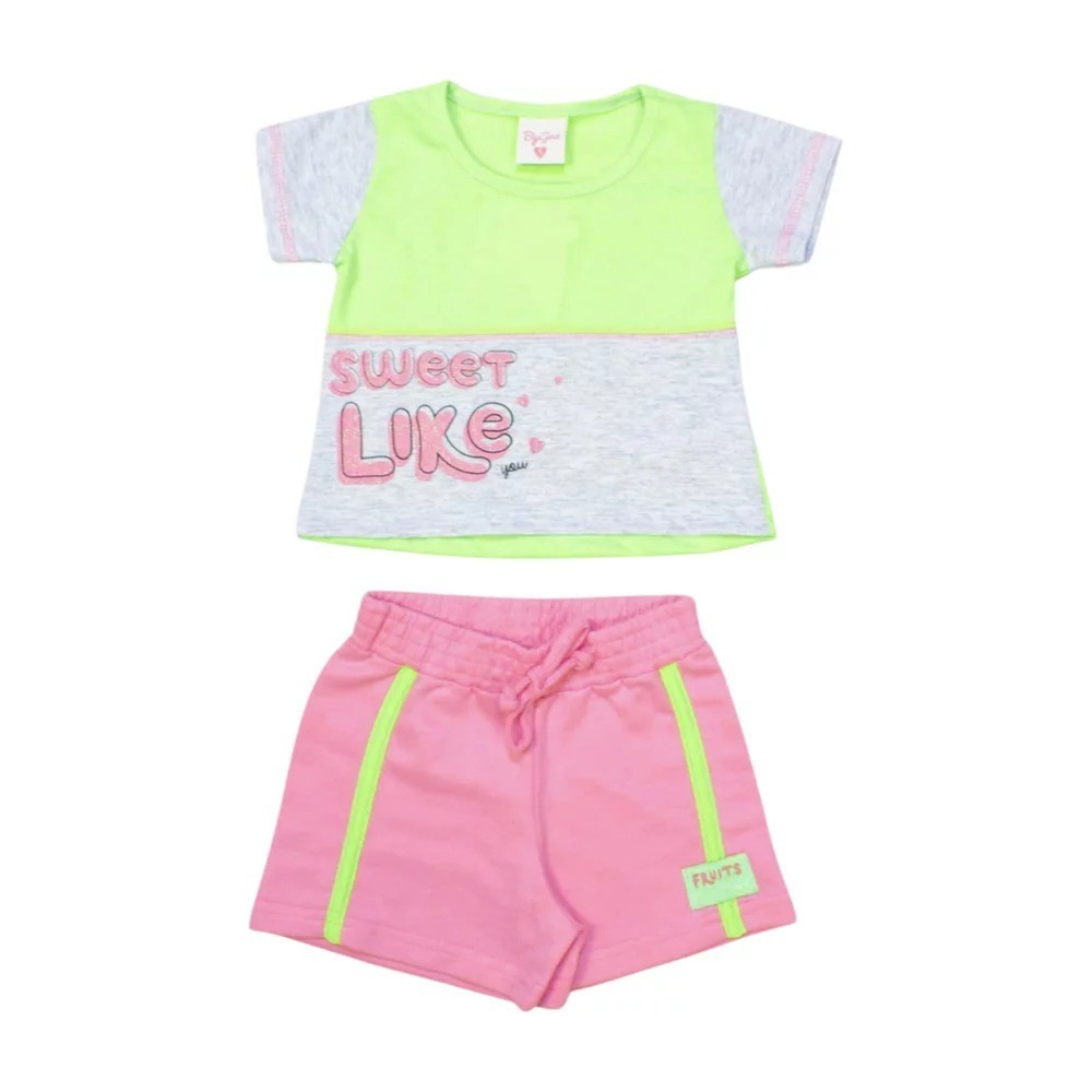 Conjunto Feminino Blusa Estampa Like e Shorts Moletinho 6350 - By Gus