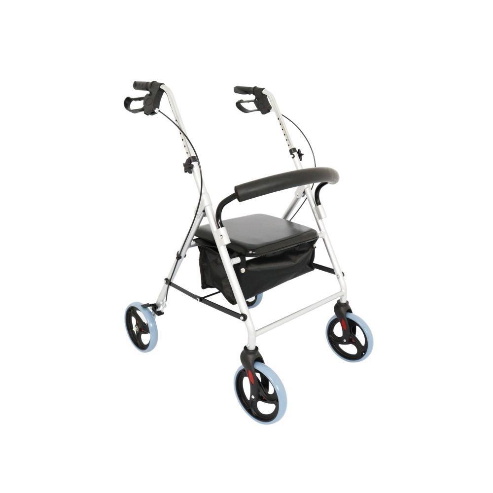 Andador De Alumínio Adaptável 4 Rodas Freios Com Assento E Cesto D12 Dellamed em Oferta na Shopee