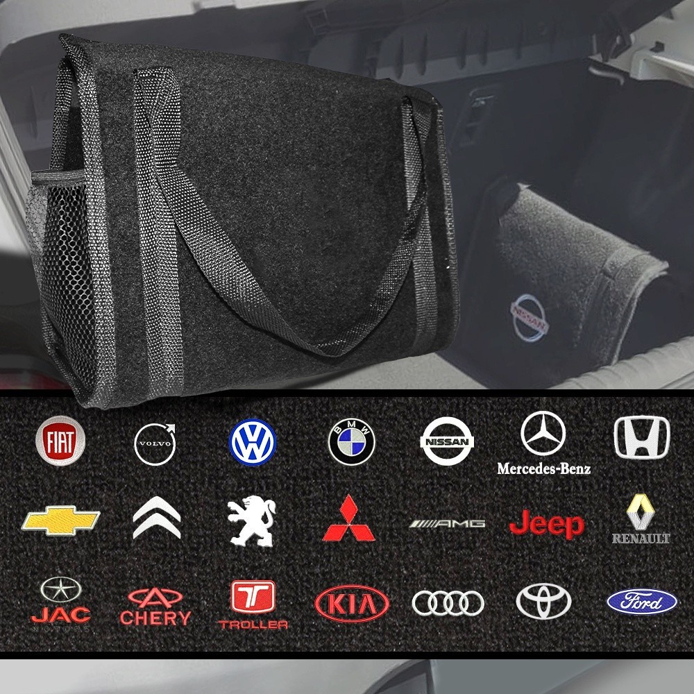 Bolsa Organizadora Automotiva para Porta-Malas - Ideal para Diversos Carros com Logos Personalizados