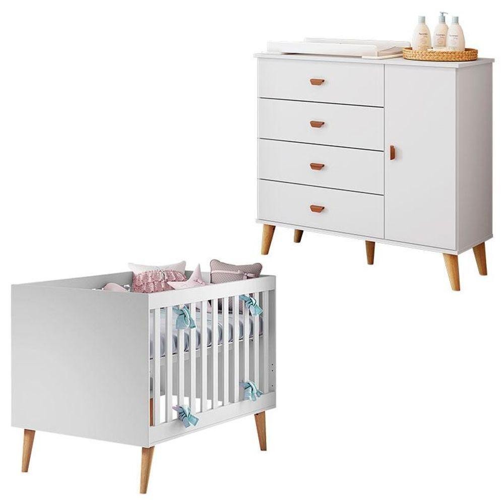 Berço Americano Ludmila Com Cômoda Infantil Duda Branco Acetinado Bétula - Carolina em Oferta na Shopee