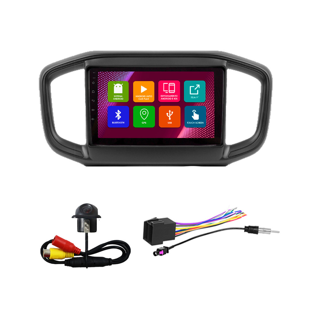 Kit Multimídia 9 Pol Strada 2021 2022 Android 2Gb Ram 32Gb Flash Quad-Core 2 Din Preto Wifi Gps Tela Ips em Oferta na Shopee