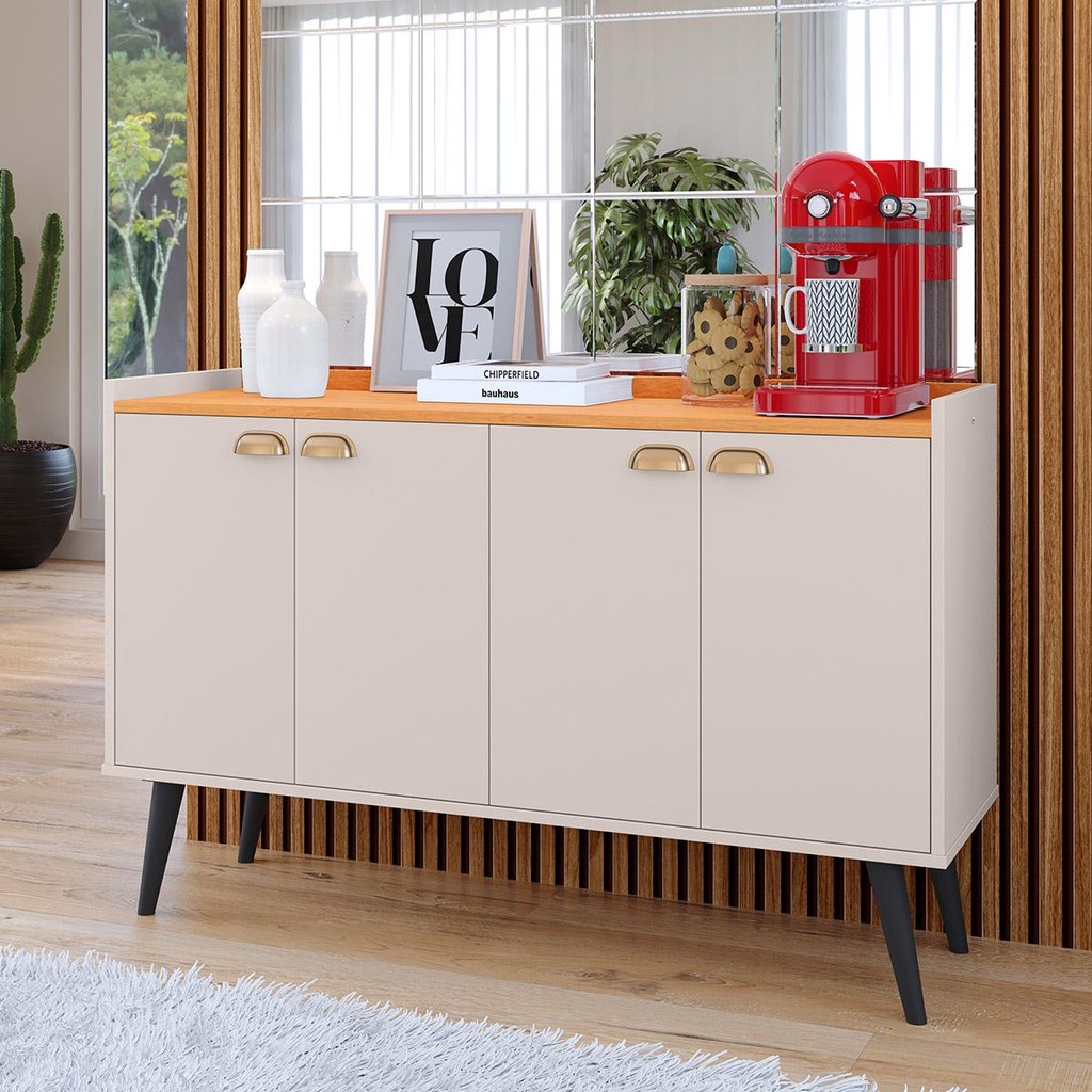 Aparador buffet 4 portas Cantinho Café Decoração Sala Jantar com Prateleira luxo kiev em Oferta na Shopee