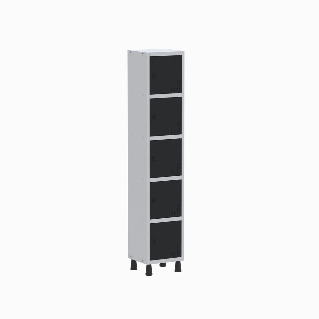 Armário Locker Guarda Volume Aço Light 5 Portas 34,5x179,5cm Cinza/Preto em Oferta na Shopee