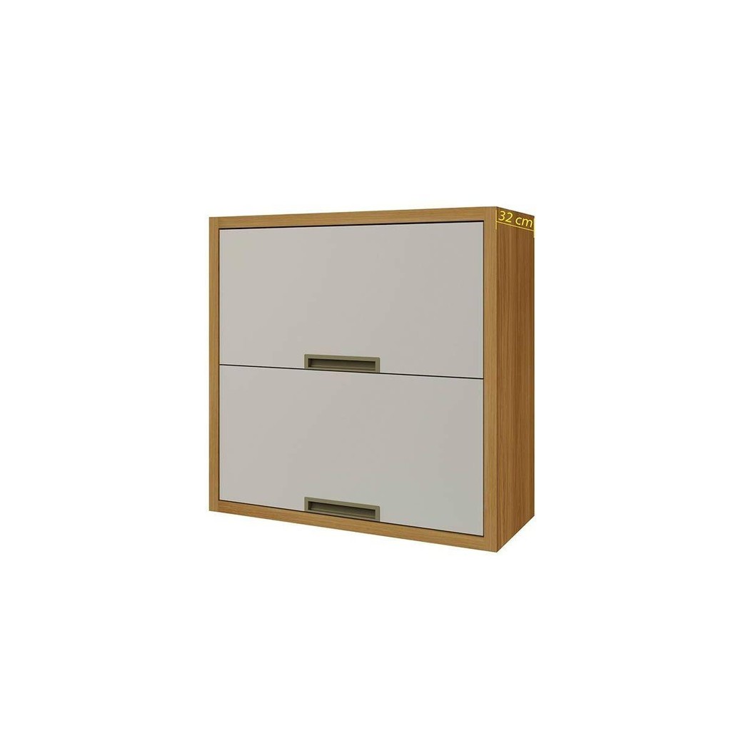 Armário Aéreo p/ Cozinha Imperatriz c/ 2 Portas Basculante 80cm Freijo/Off White - Nesher - Home & Living