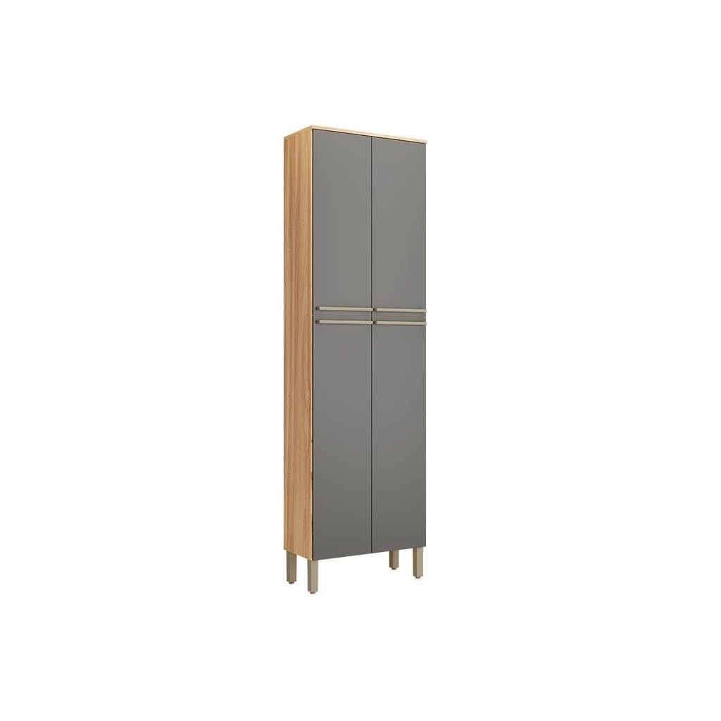 Paneleiro de Cozinha Nápoli Prime c/ 4 Portas 66X222cm Amendoa/Chumbo - Ronipa - Home & Living
