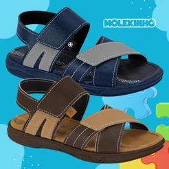 Sandalia Infantil Papete Molekinho Menino Velcro em X Estiloso