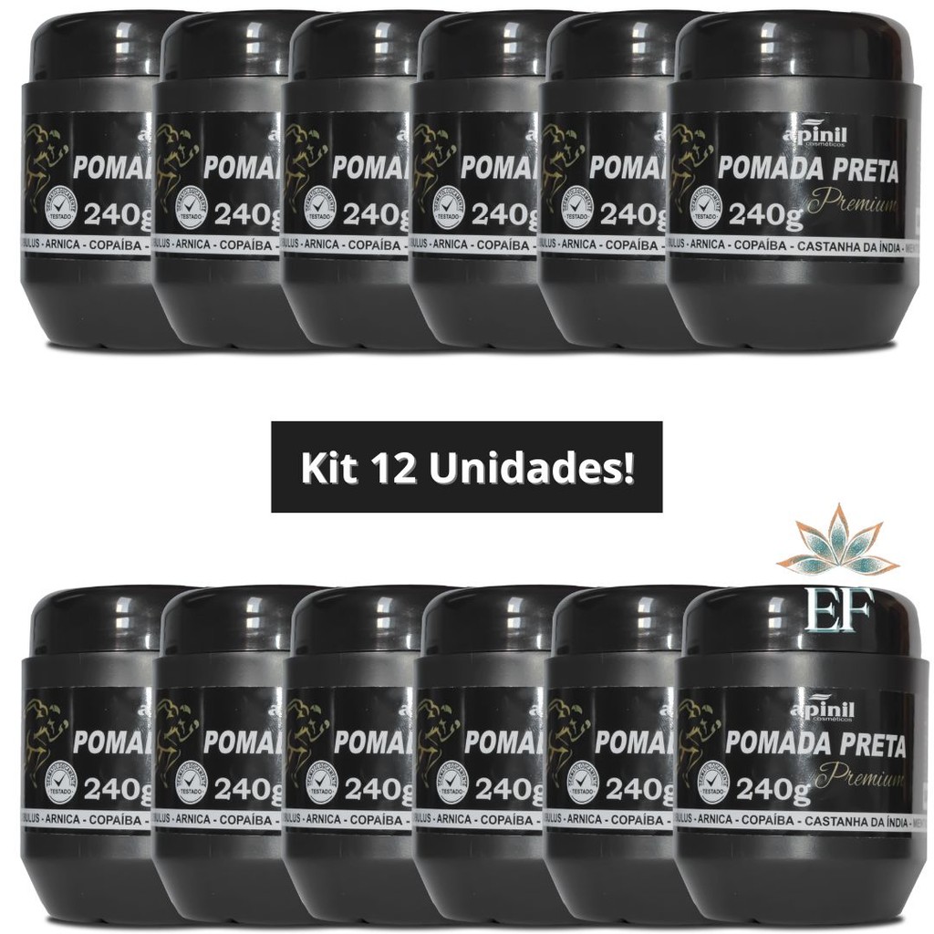 Kit 12 Unidades POMADA PRETA PREMIUM 240g APINIL