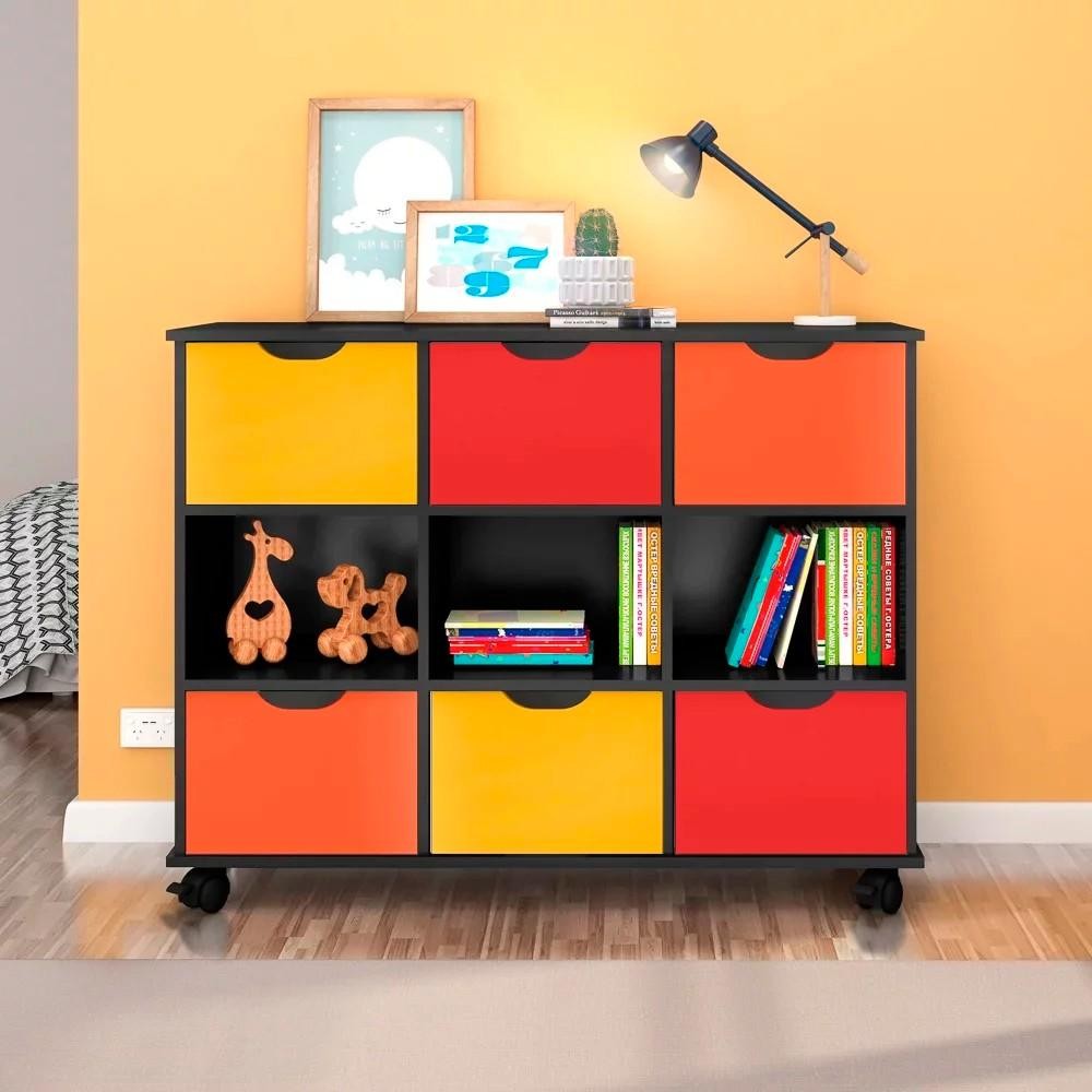 Nicho Organizador com Rodízios Toys 6 Gavetas Q01 Preto/Colorido - Mpozenato