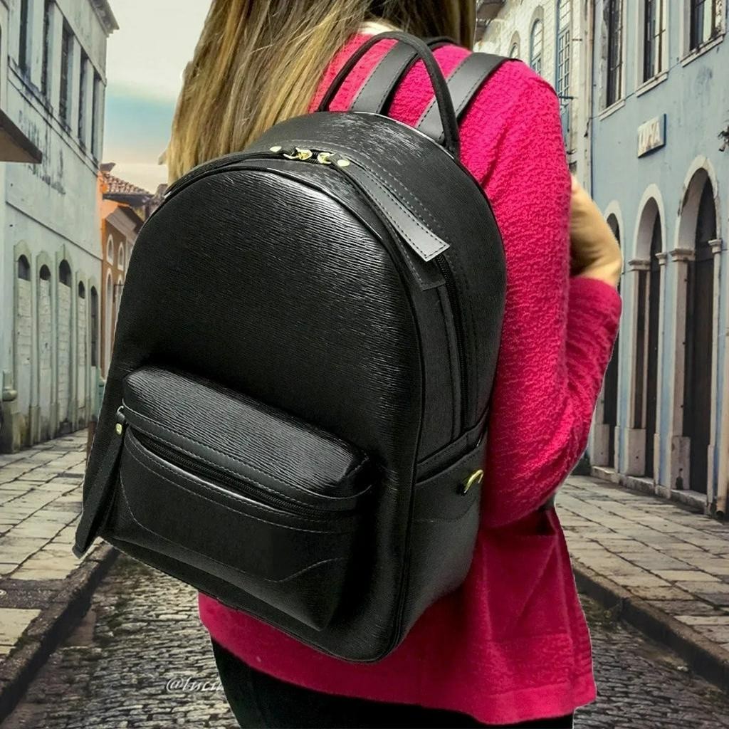Mochila Feminina Couro Ecológico Pequena Universitária Resistente Promoção