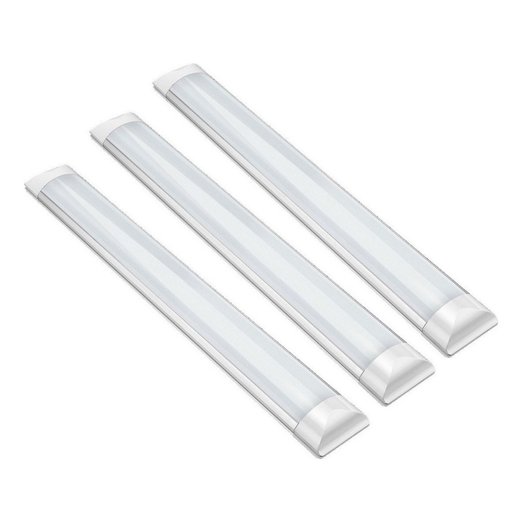 Kit 3 Luminária Tubular Led Slim 36w Sobrepor 100cm Bivolt