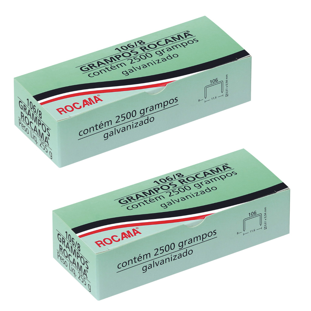 Kit Grampo 106/8 - 2 caixas com 2500 grampos