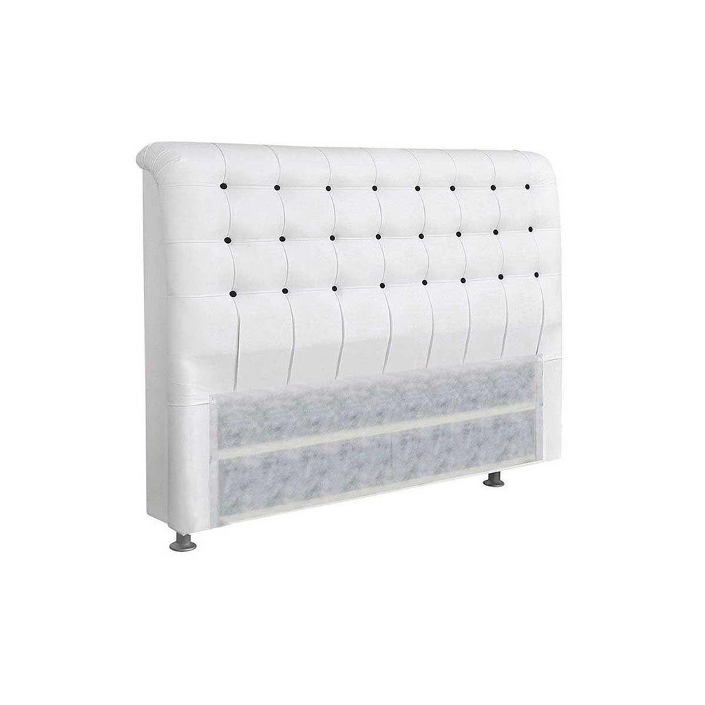 Cabeceira Cama Box Estofada Queen Queen Dama Plus Courano Branco/Preto - Simbal - Home & Living