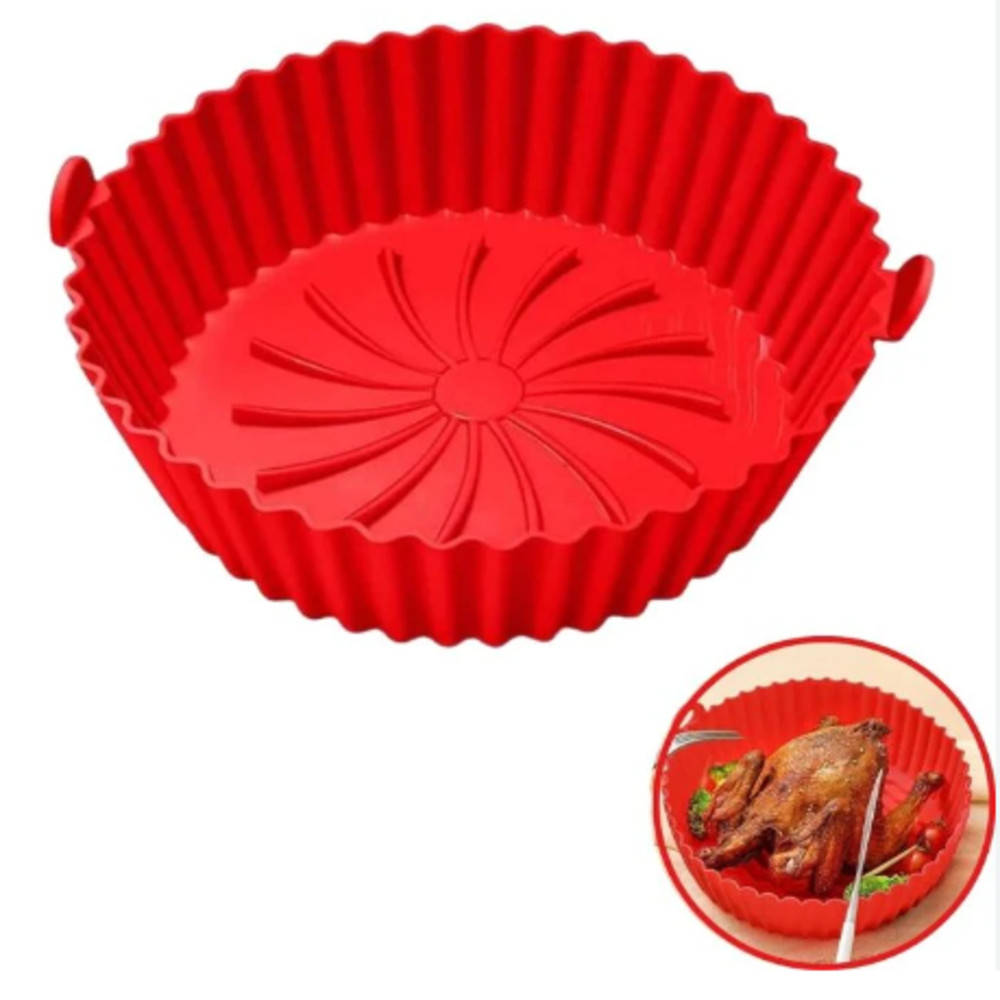 Forro Redondo de Silicone para Air Fryer 19cm Casa Cozinha Utilidades
