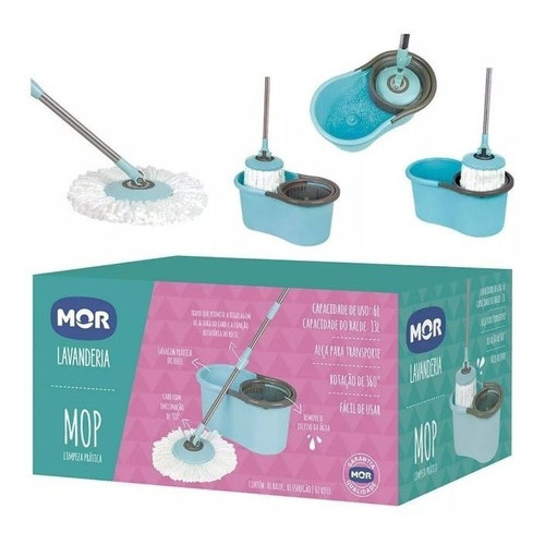 Kit Mop Completo MOR Balde Grande 13 Litros Resistente Centrífuga Com Acessórios Azul - Original Mor em Oferta na Shopee