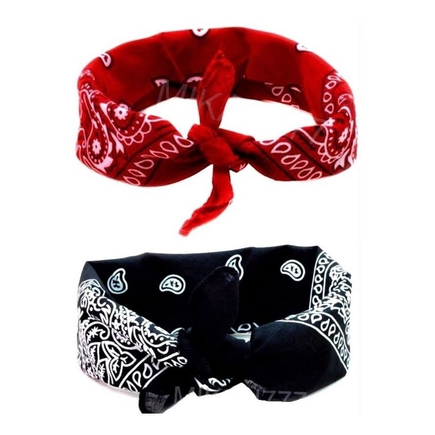 Kit Com 2 Bandanas Lenço 100% Algodão Tamanho Padrão 55x55 em Oferta na Shopee