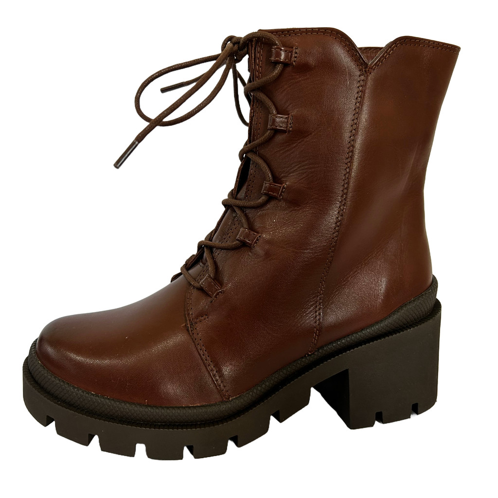 Coturno Nº36 Couro Pinhão Cano Baixo Tratorada Feminina