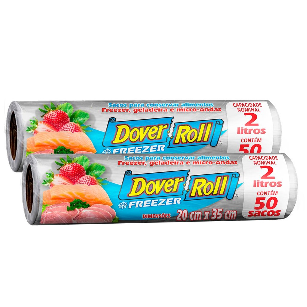 Kit 2 Sacos Para Alimentos Freezer-Roll 2L 50un/cd F - Dover Roll em Oferta na Shopee