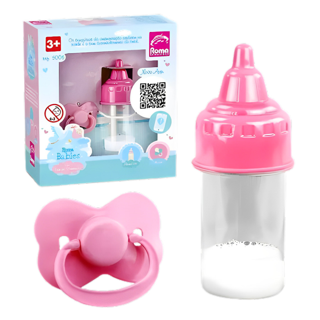 Mamadeira Magica Leite Falso + Chupeta Para Boneca Bebezao Acessorios Bebe Reborn Meninas Brinquedos