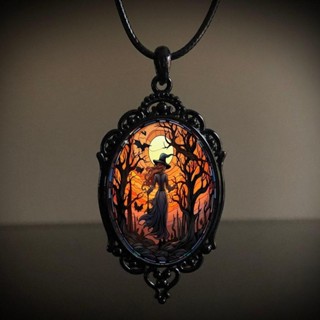 Halloween Bruxa Morcego Pingente Colar Galvanoplastia Artesanato Acessórios De Festa De Feriado Feminino Jóias Presentes em Oferta na Shopee
