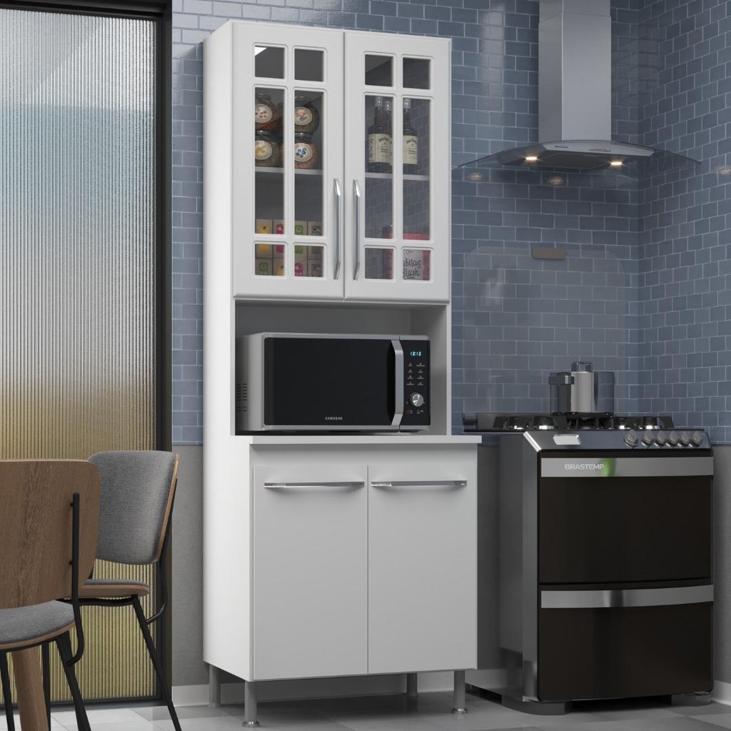 Torre Quente Modulada Com Vidro Para Forno Fidelitá Viena 70cm 4 Portas Branco - Home & Living