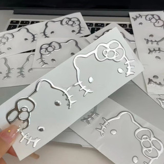Olá Kitty Adesivos De Prata Dos Desenhos Animados Bonito Periféricos Móvel Estudante Computador Carro Pvc Copo Água
