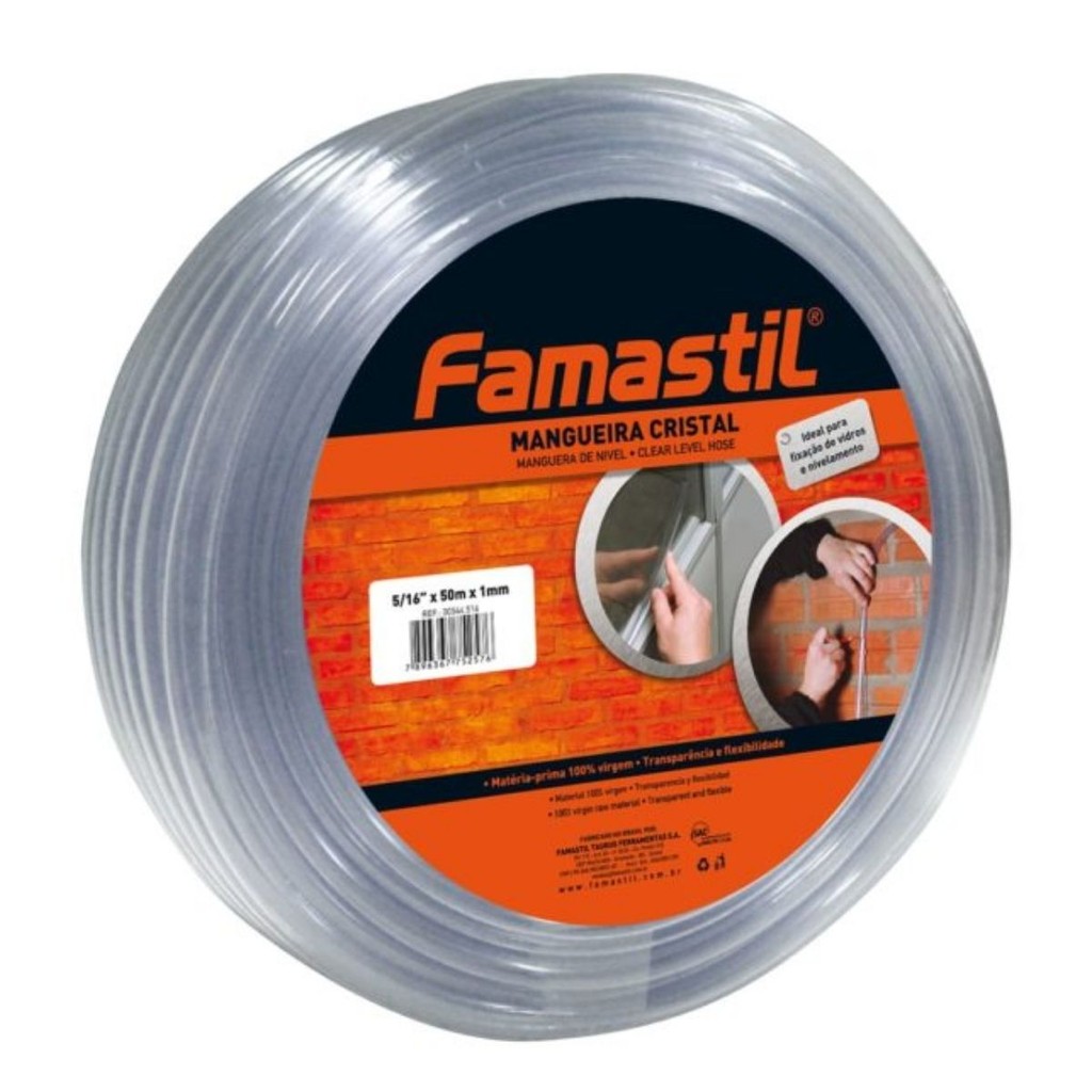 Mangueira Nível Famastil Cristal 5/16 X 1,50mm 50m | Transparente e resistente