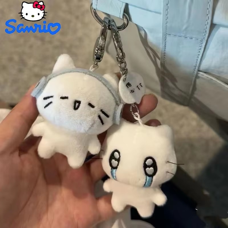 Bonito Fones De Ouvido Gatinho Casal Chaveiro Mini Chorando Gato Boneca De Pelúcia Dos Desenhos Animados Cão Abelha Saco