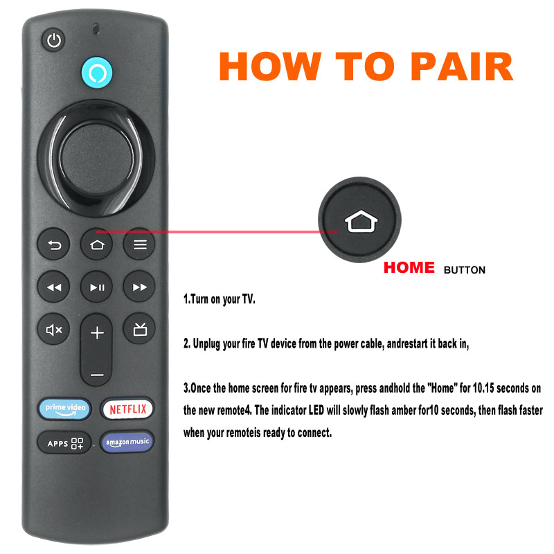Para amazon Fire TV Stick Controle Remoto L5B83G Alexa Controles Remotos De Voz Com Vídeo Principal NETFLIX APPS Música — imagem 2 de 2