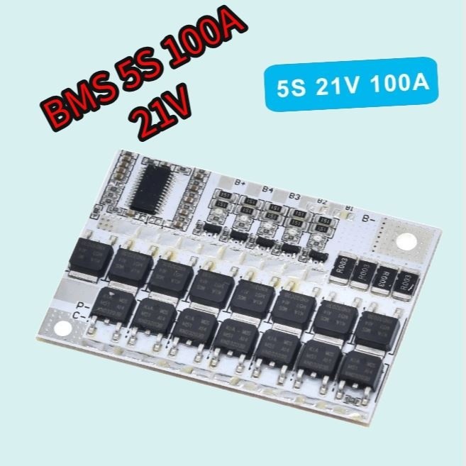 Placa de Proteção BMS 5S 21V 100A  Bateria 18650