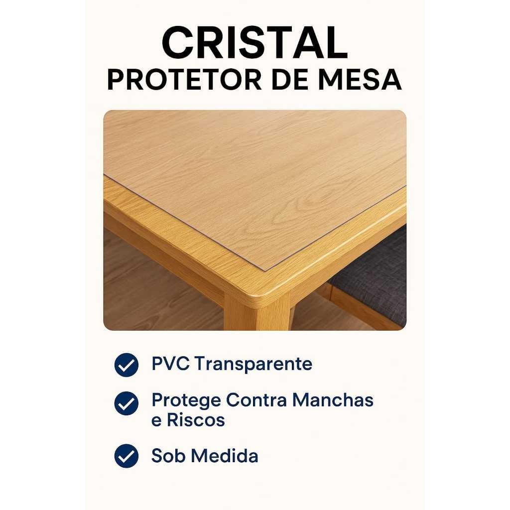 Toalha de Mesa de Plástico Transparente Cristal – PVC Reforçado, Impermeável e Térmico
