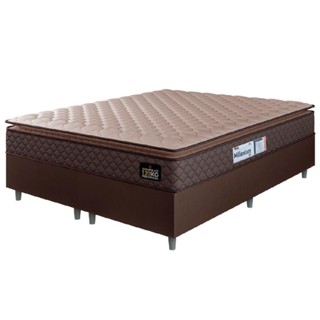 Cama Box Casal Queen Colchão Espuma D33 Pillow Top Millenium 158x198x57cm Suede Marrom Hellen em Oferta na Shopee