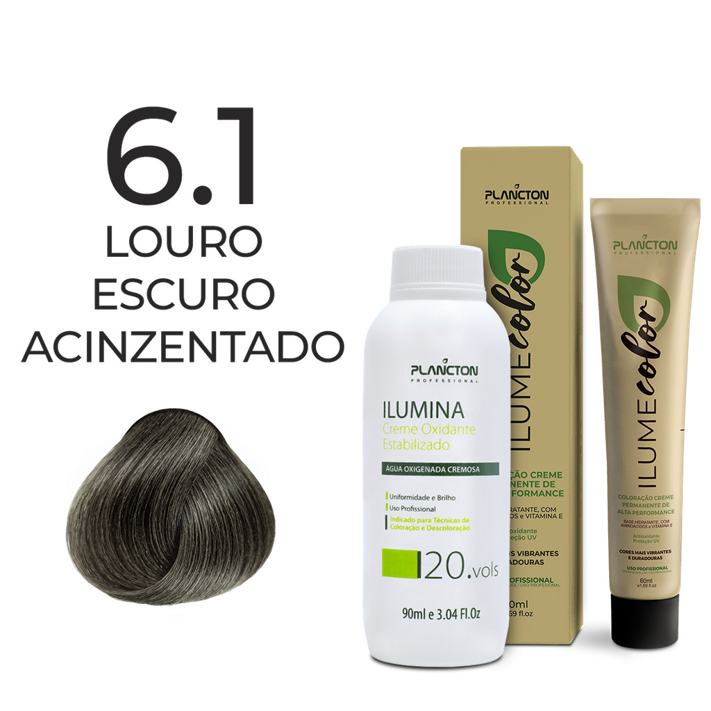 KIT ILUME COLOR PLANCTON - 6.1 LOURO ESCURO ACINZENTADO + OX ILUMINA 20V
