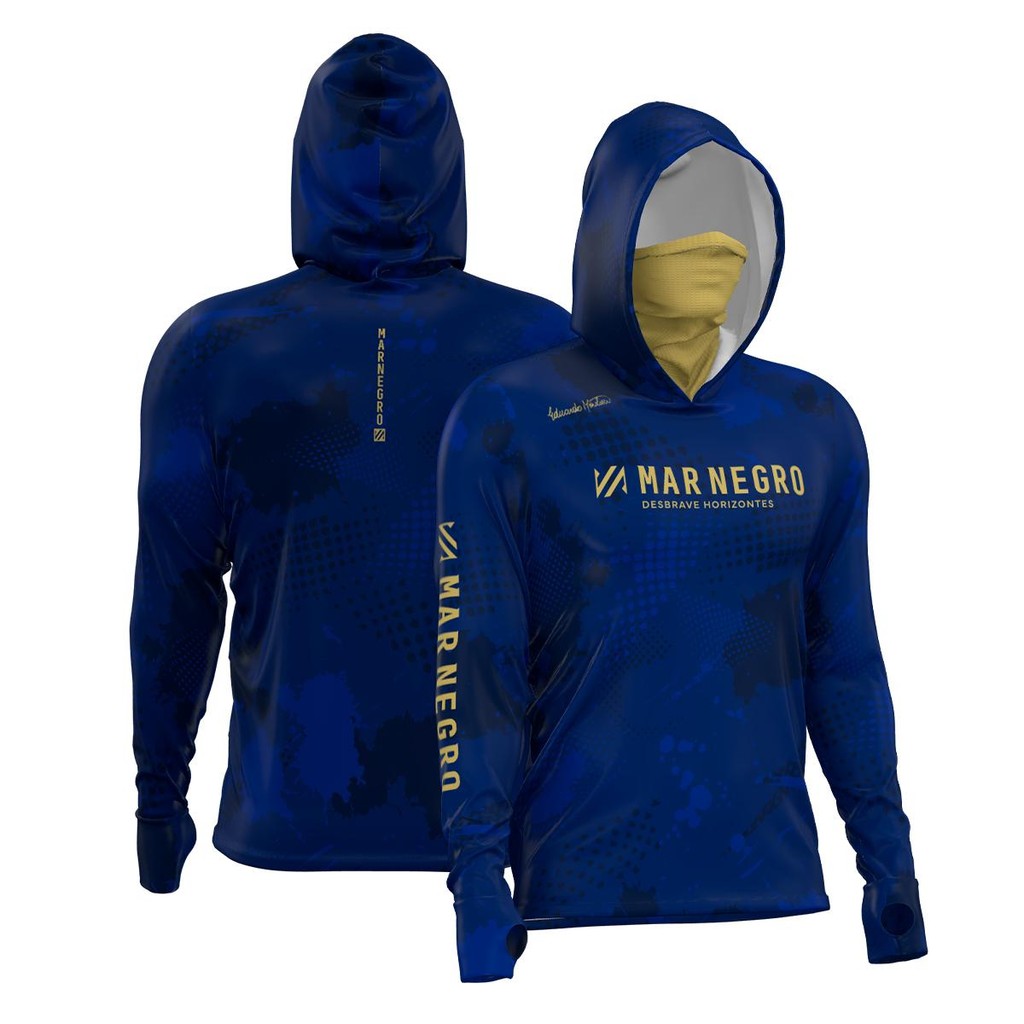 Camiseta de Pesca Masculina X-Protection 360 Sublimada By Eduardo Monteiro - Mar Negro