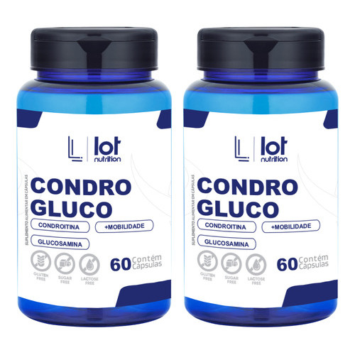 Kit 2 Condrogluco 60 Cápsulas Articulações Saúde Mobilidade Sem Sabor Lot Nutrition