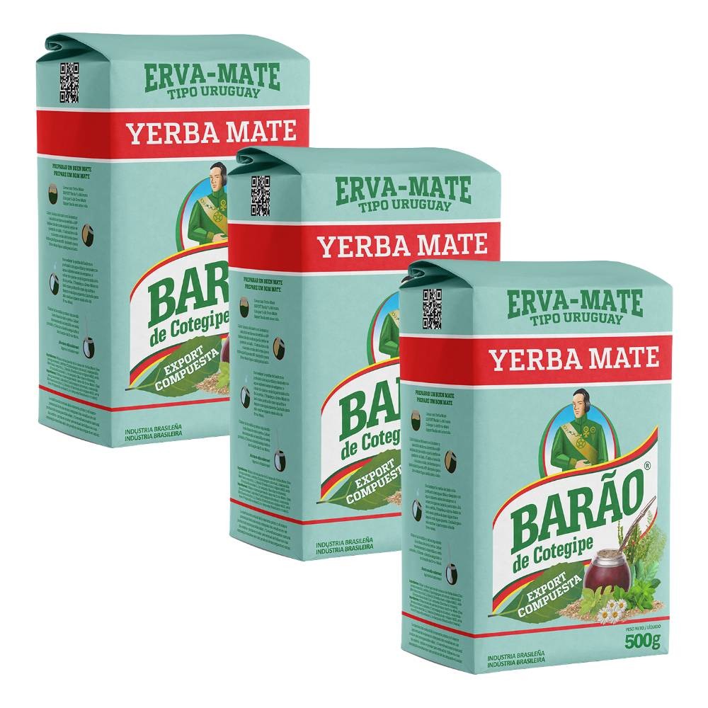 Kit Erva Mate Tipo Uruguaia Export Composta 4 Chás Barão 500