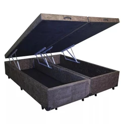 Cama Box Baú Blindado Casal Bipartido Homequeen Suede Marrom 41x138x188