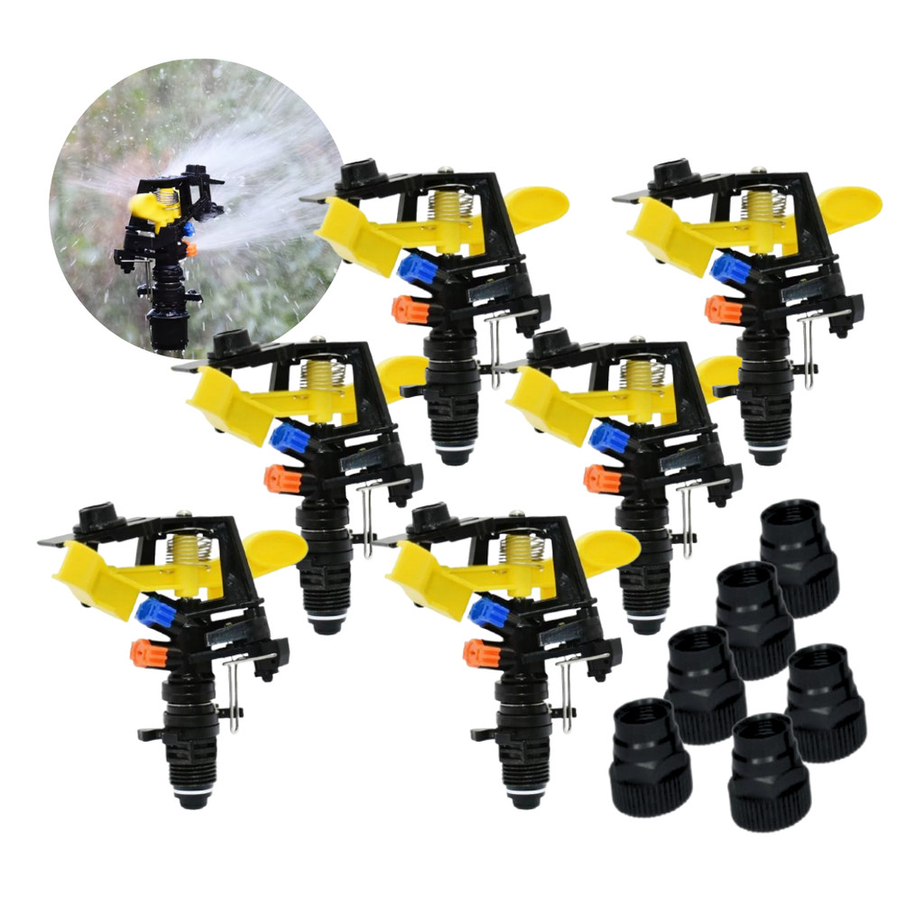 Kit 6 Aspersor Setorial 3/4 De Impacto Irrigador Espiga 1/2 ou 3/4 Horta, Pasto e Jardim