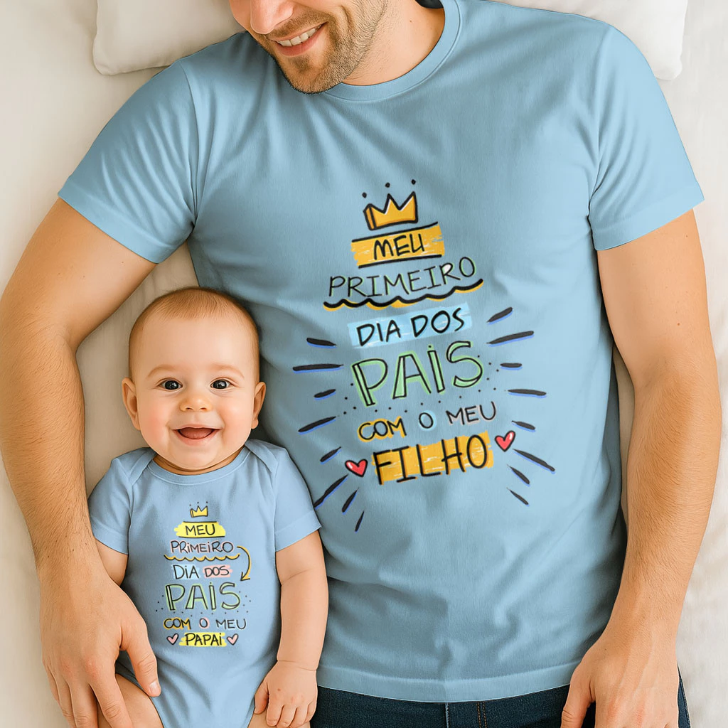 Kit Pai e Filho Meu Primeiro Dia dos Pais com Visual Alegre — imagem 1