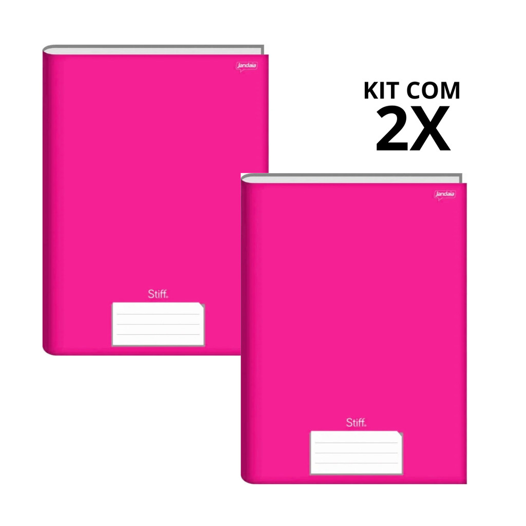 Kit Com 2 Caderno Brochura 96 Fls Pautado Capa Dura - Stiff COR:PINK em Oferta na Shopee