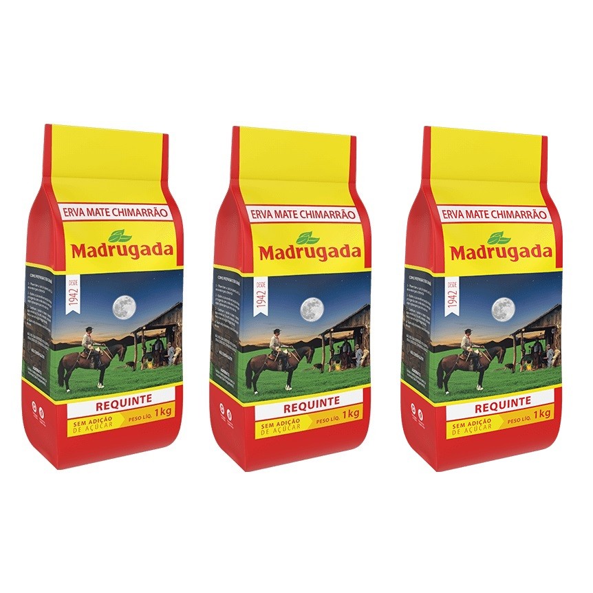 3 Erva mate Chimarrão MADRUGADA REQUINTE Moagem Fina 1kg
