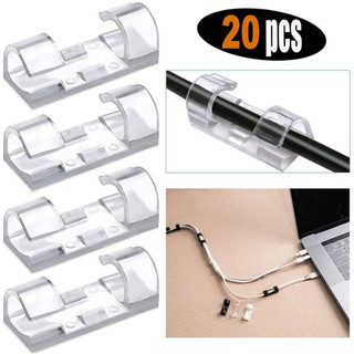 Kit20,40,60 Clips Organizador De Cabo Fios Parede Fixador Auto Adesivo Escritório Casa Transparente