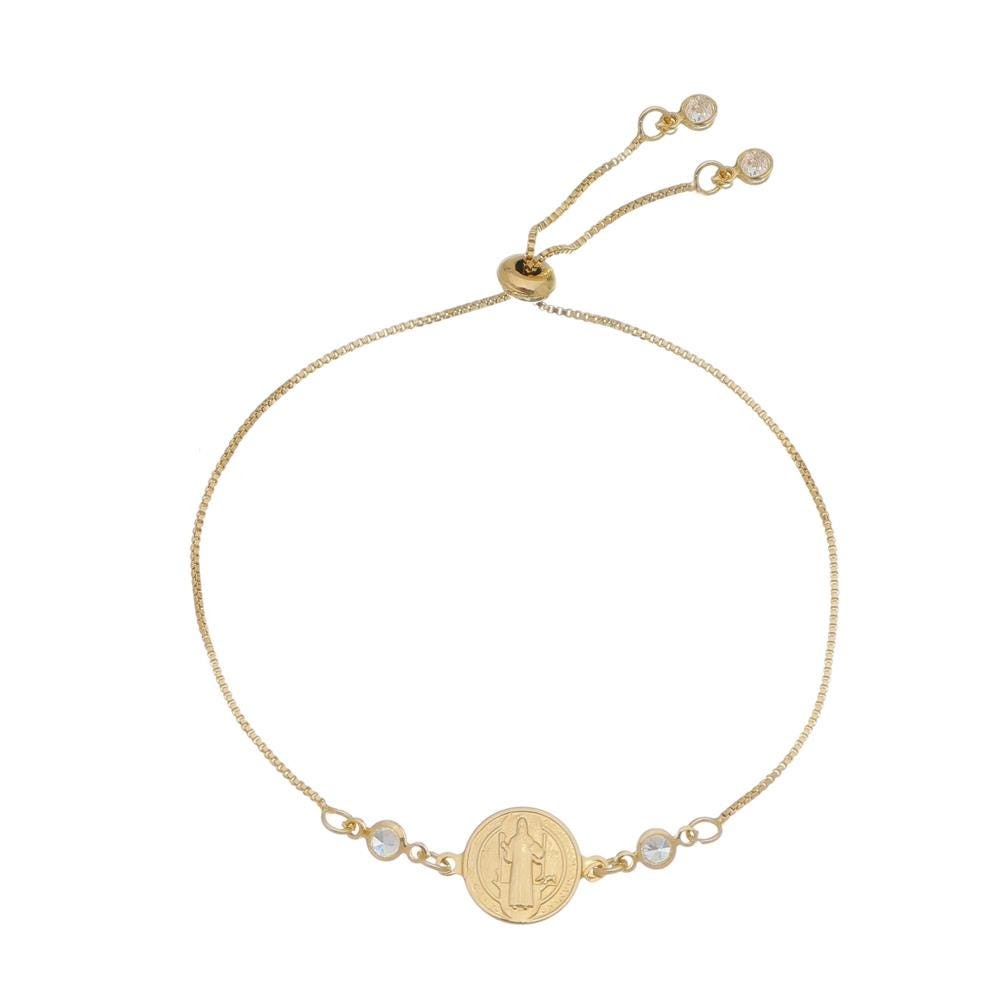 PULSEIRA FOLHEADA A OURO 18K AJUSTÁVEL CATHY SÃO BENTO ZIRCÔNIAS em Oferta na Shopee