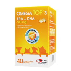 Suplemento Para Cães e Gatos Ômega Top 3 Agener 40 Capsulas 500mg