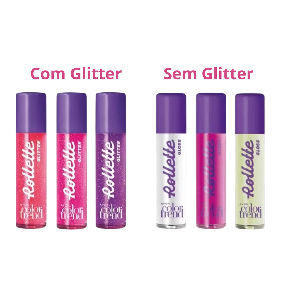 Brilho Labial Rollette Glitter Color Trend Avon Com Glitter e Sem Glitter