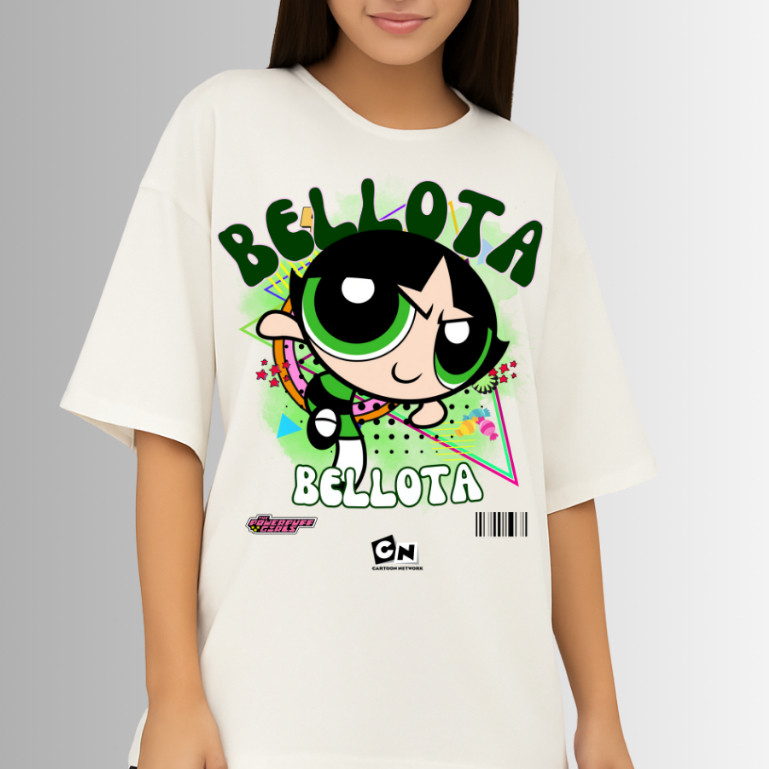 Camiseta Feminina Oversized Algodão 30.1 Estampa As Meninas Super Poderosa Bellota