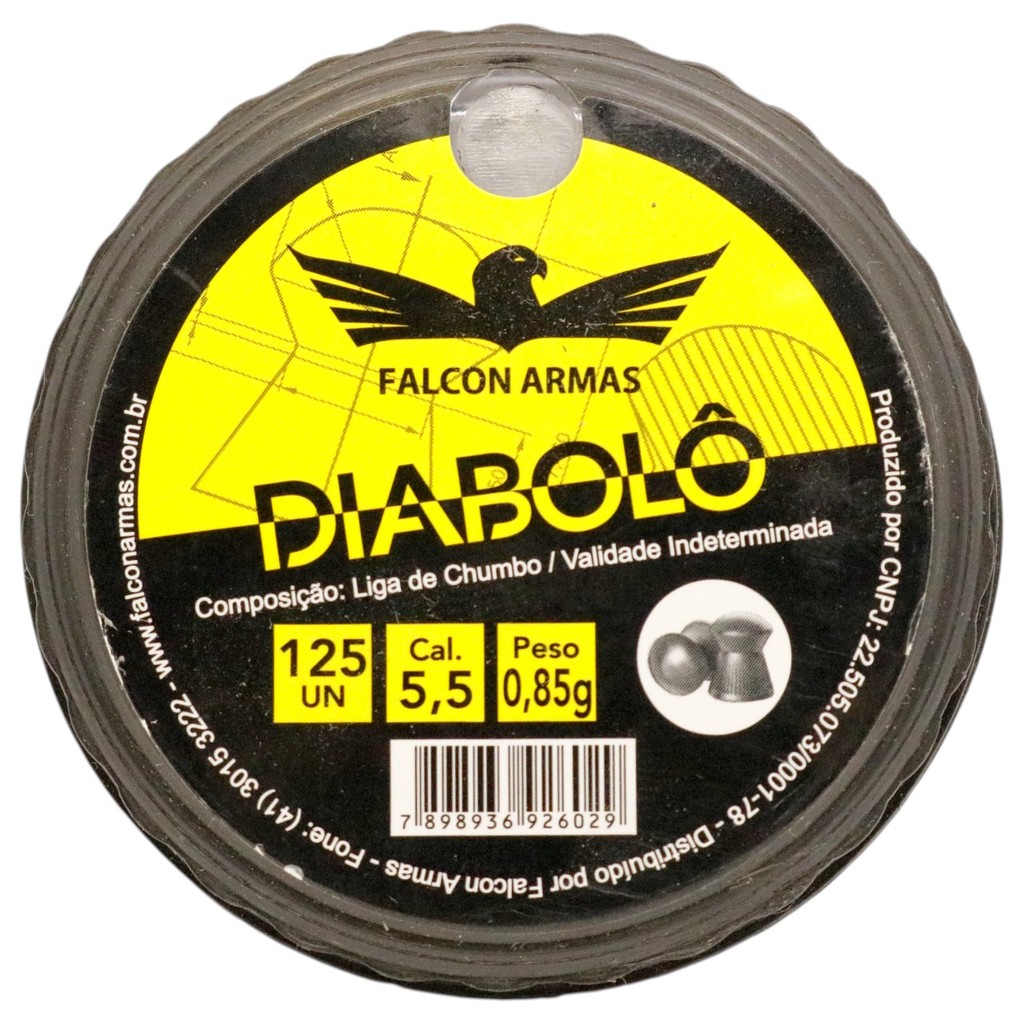 Chumbinho Falcon Armas Diabolô 5.5mm (.22) - 125un em Oferta na Shopee