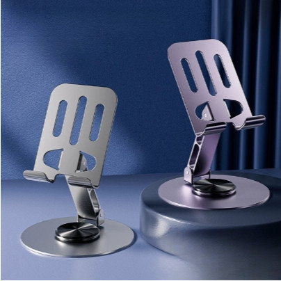 Imagem Suporte Espaço Alumínio de Mesa Base Rotatória Ajustável 360º Para Smartphones e Tablets DP
